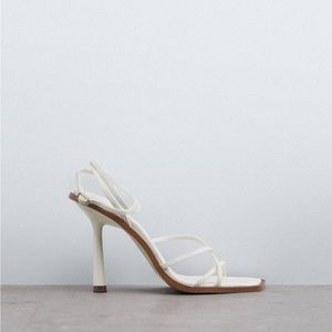 Zara strap heeled white sandals size 6.5